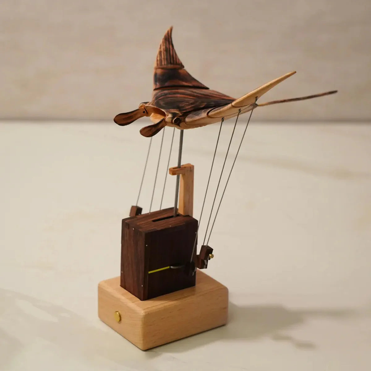 Lunnara Hand-Carved Wooden Manta Ray – Relaxing Kinetic Desk Sculpture