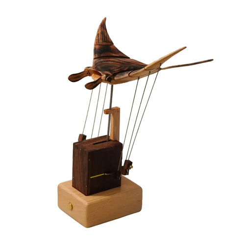 Lunnara Hand-Carved Wooden Manta Ray – Relaxing Kinetic Desk Sculpture