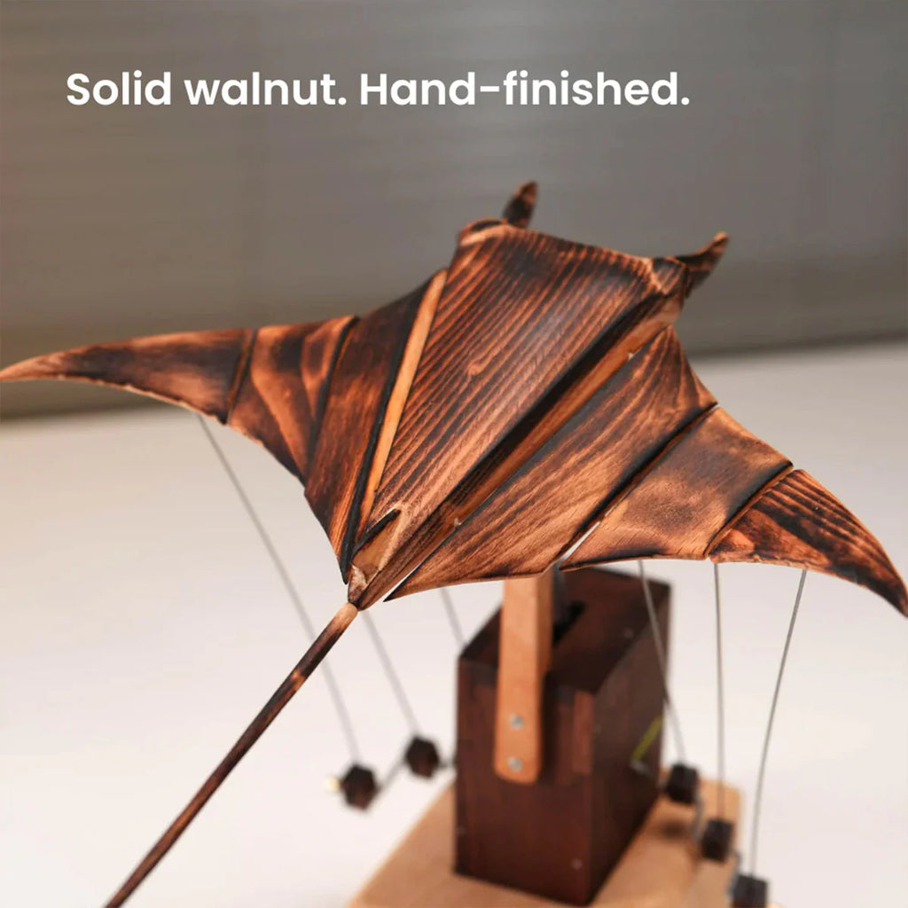Lunnara Hand-Carved Wooden Manta Ray – Relaxing Kinetic Desk Sculpture