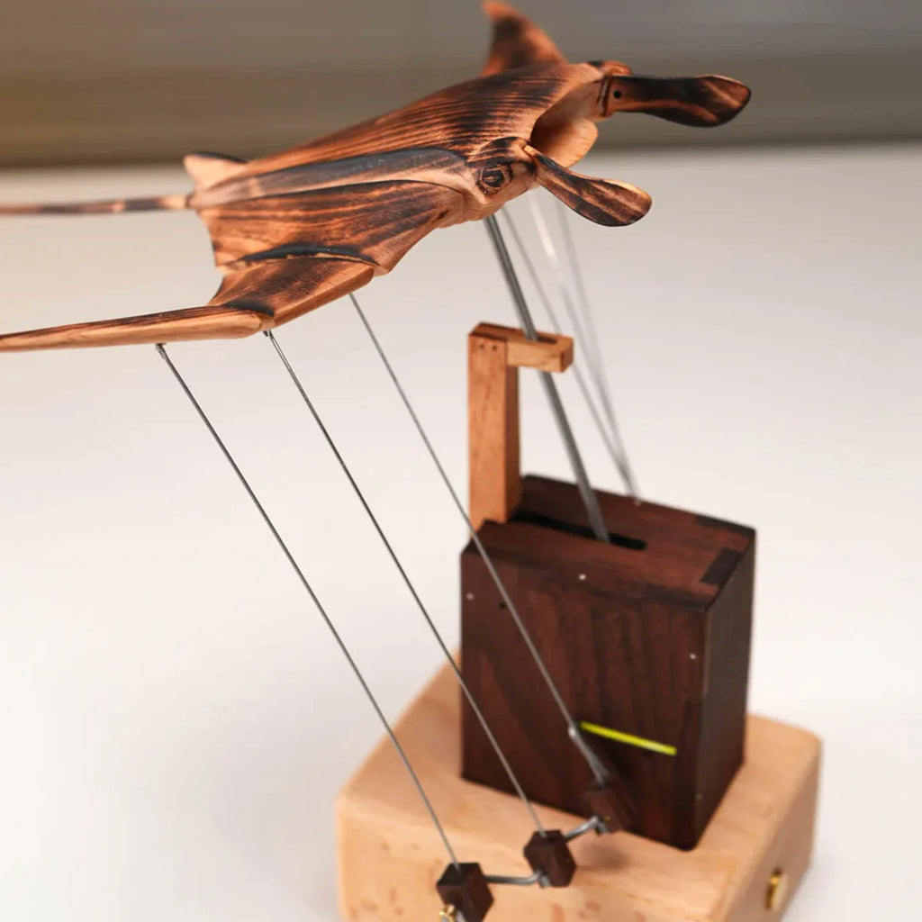 Lunnara Hand-Carved Wooden Manta Ray – Relaxing Kinetic Desk Sculpture